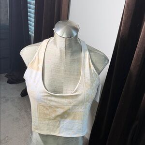 Fabletics Cream and White Halter Top